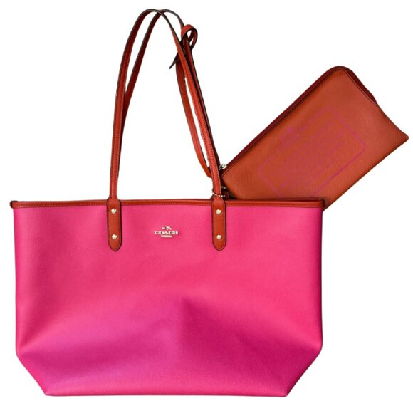 Coach Reversible City Tote Orange/Fuchsia - Picture 2 of 16